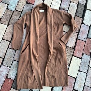 Marled long ribbed cardigan sweater